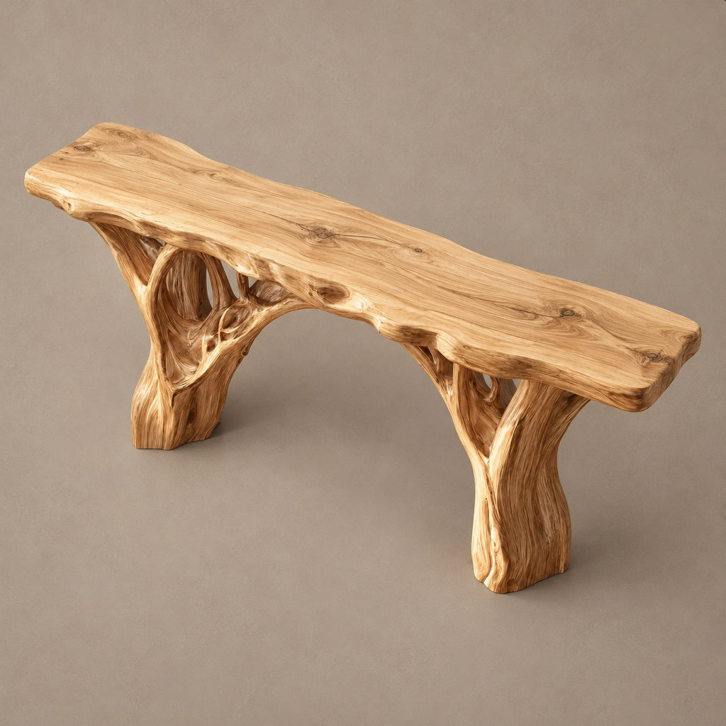 Organic Wood TV Stand With Tree Root Base For Living Room