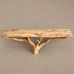 Scandinavian Wood TV Stand With Natural Branch Base For Living Room