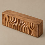 Sculptural Wave Carved Wood Sideboard With Storage Doors For Dining Room