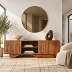 Minimalist Wood Sideboard With Sculpted Arch Base For Living Room