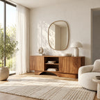 Minimalist Wood Sideboard With Sculpted Arch Base For Living Room