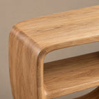 Sculptural Wood Sideboard With Open Loop Bookshelf For Living Room