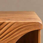 Organic Carved Wood Sideboard With Rounded Shelf Opening For Living Room