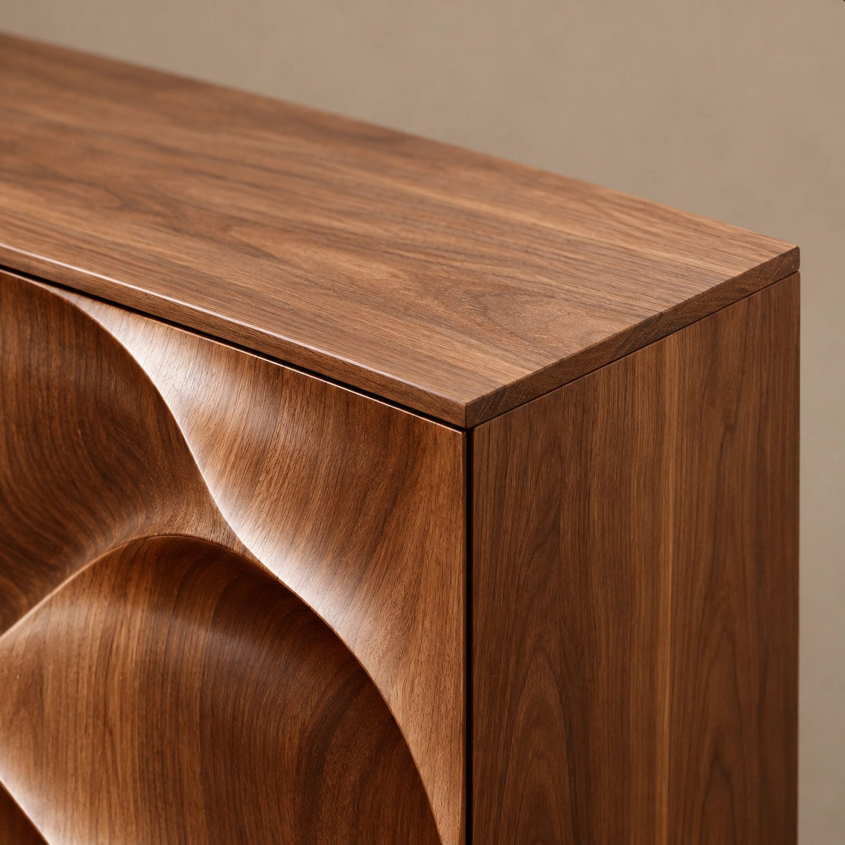 Contemporary Sideboard With Deep Wave Carved Doors For Dining Room