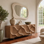 Contemporary Sideboard With Deep Wave Carved Doors For Dining Room
