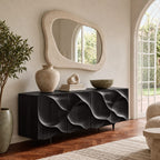 Contemporary Sideboard With Deep Wave Carved Doors For Dining Room
