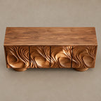 Handcrafted Sideboard With Flowing Grain Carved Doors For Entryway