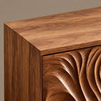 Handcrafted Sideboard With Flowing Grain Carved Doors For Entryway