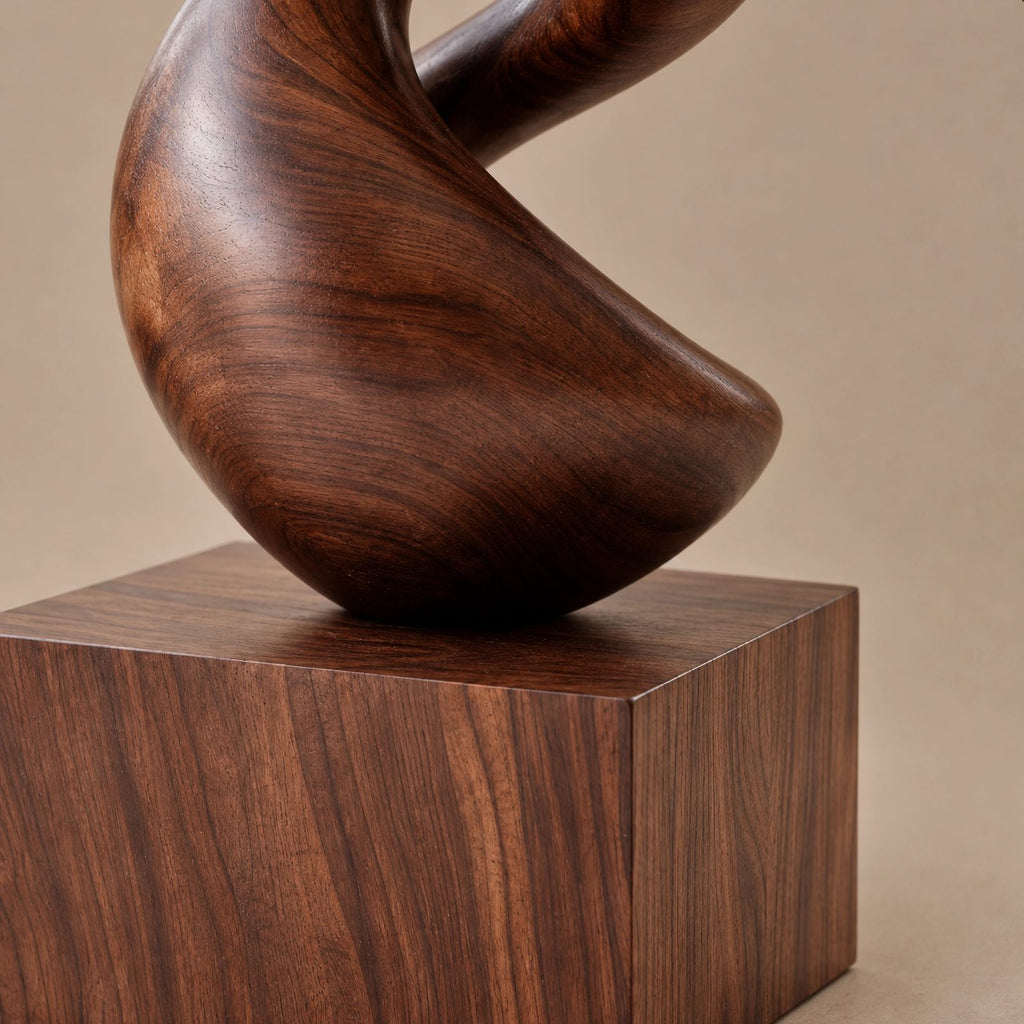 Modern Wood Sculpture With Double Helix Twist For Living Room