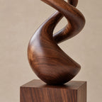 Modern Wood Sculpture With Double Helix Twist For Living Room