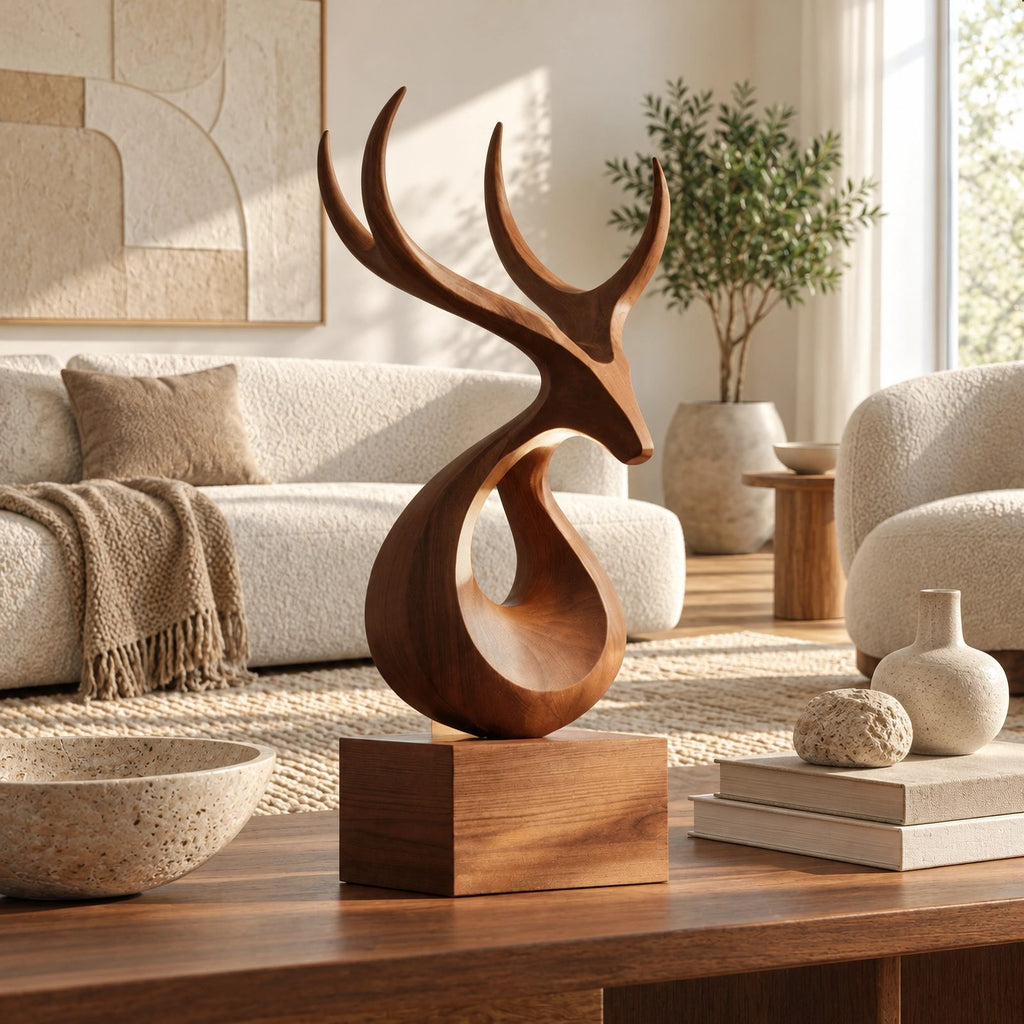 Organic Wood Sculpture With Branching Curved Form For Living Room