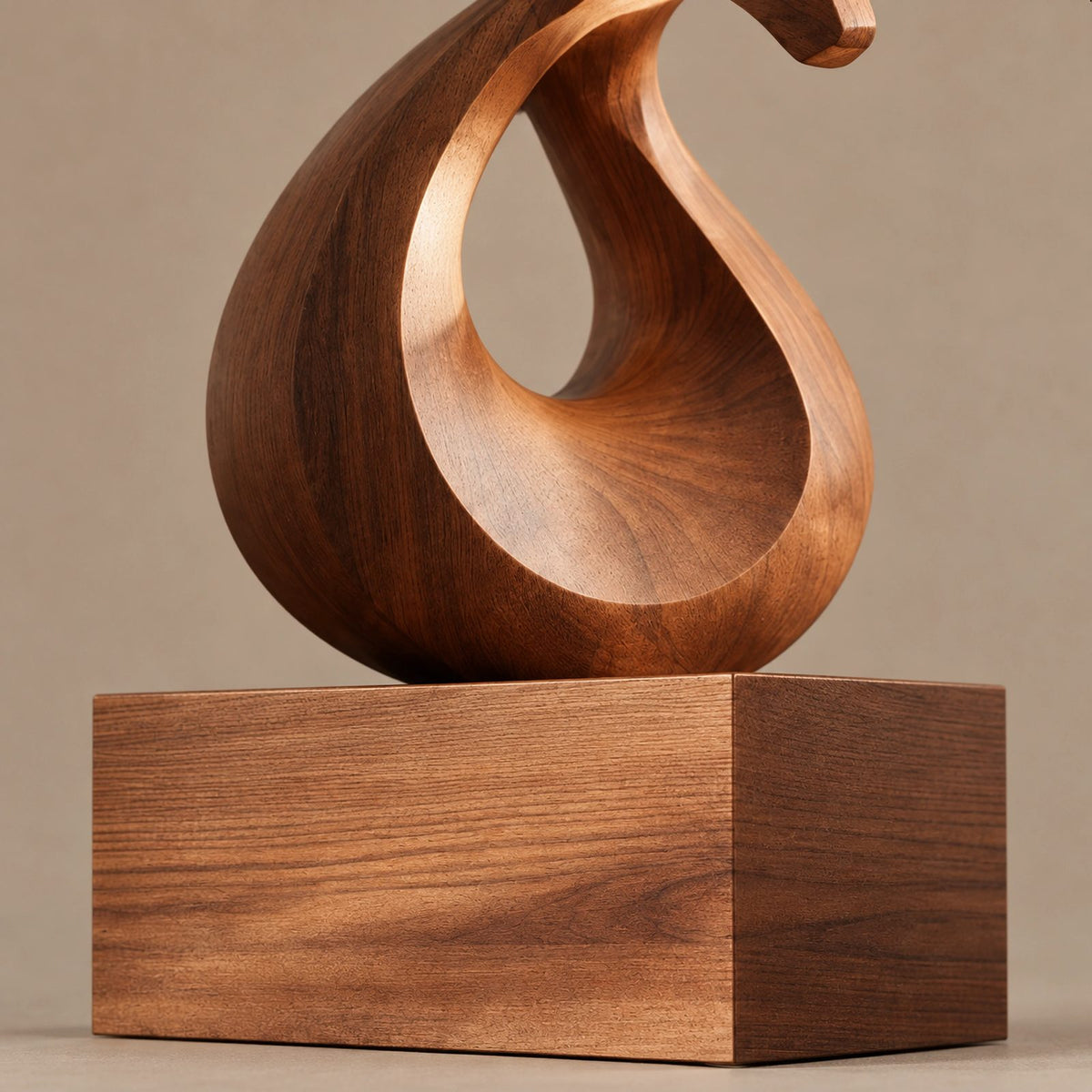 Organic Wood Sculpture With Branching Curved Form For Living Room