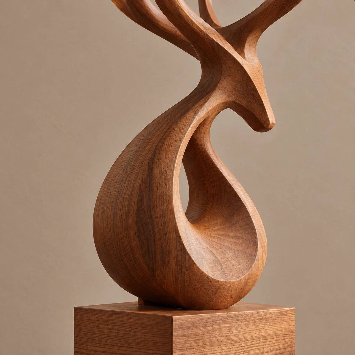 Organic Wood Sculpture With Branching Curved Form For Living Room