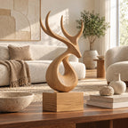 Organic Wood Sculpture With Branching Curved Form For Living Room