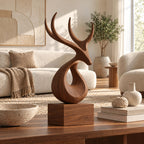 Organic Wood Sculpture With Branching Curved Form For Living Room
