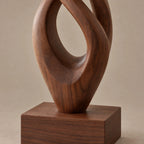Handcrafted Wood Sculpture With Flame Tip Loop Twist For Entryway