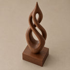 Handcrafted Wood Sculpture With Flame Tip Loop Twist For Entryway