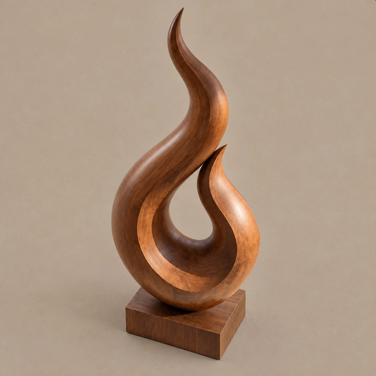 Coastal Wood Sculpture With Twin Flame Tendrils For Living Room