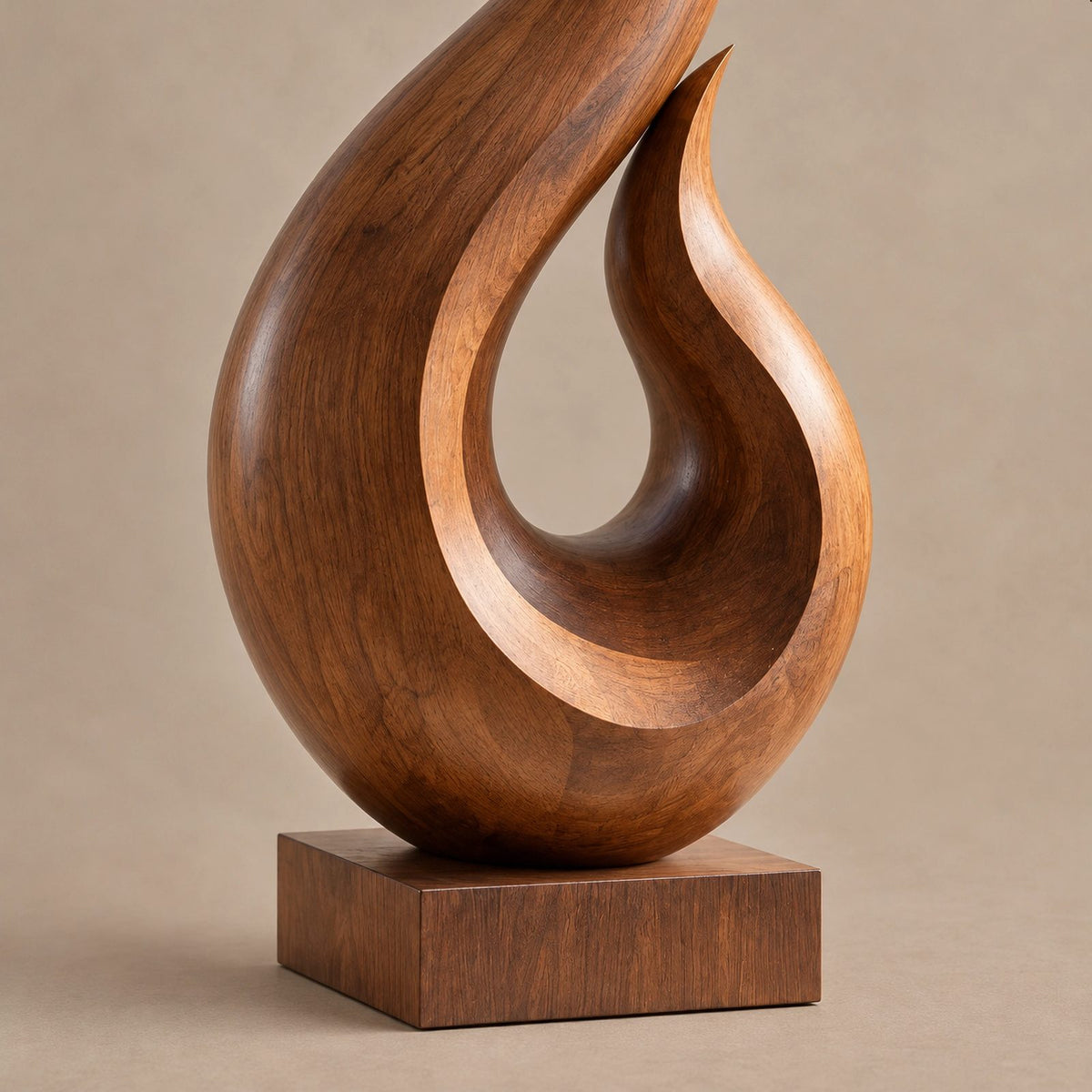 Coastal Wood Sculpture With Twin Flame Tendrils For Living Room