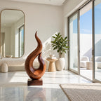 Coastal Wood Sculpture With Twin Flame Tendrils For Living Room