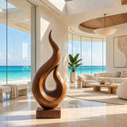 Coastal Wood Sculpture With Twin Flame Tendrils For Living Room