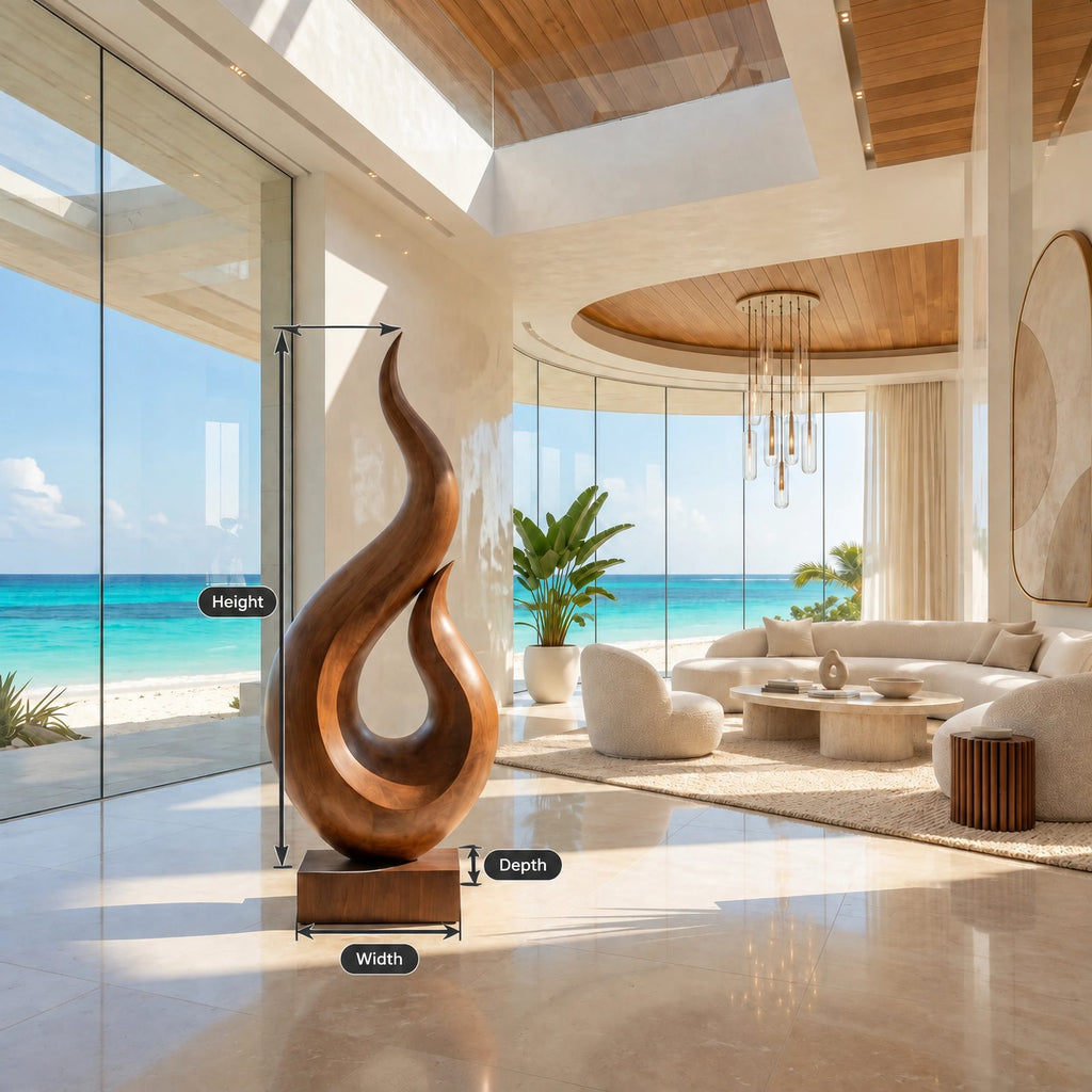 Coastal Wood Sculpture With Twin Flame Tendrils For Living Room