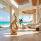 Coastal Wood Sculpture With Twin Flame Tendrils For Living Room