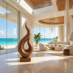 Coastal Wood Sculpture With Twin Flame Tendrils For Living Room