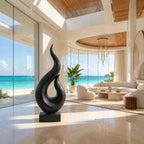 Coastal Wood Sculpture With Twin Flame Tendrils For Living Room