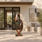 Organic Twisted Wood Sculpture With Open Spiral Form For Living Room