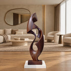 Organic Twisted Wood Sculpture With Open Spiral Form For Living Room
