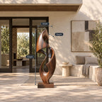 Organic Twisted Wood Sculpture With Open Spiral Form For Living Room
