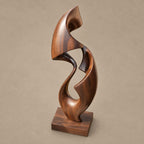 Organic Twisted Wood Sculpture With Open Spiral Form For Living Room