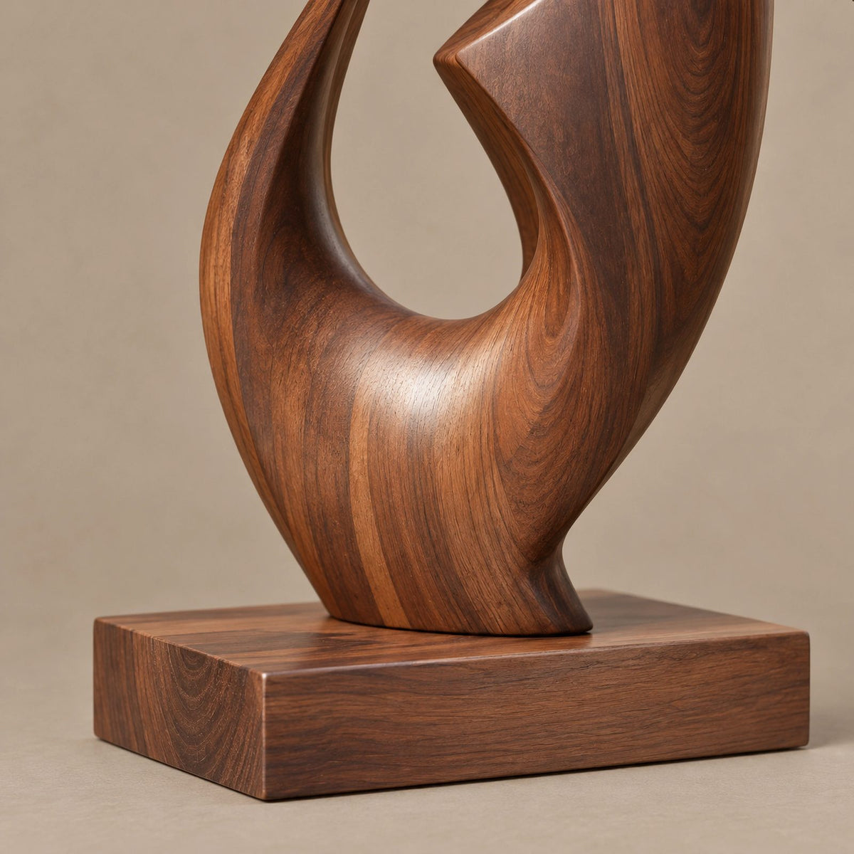 Organic Twisted Wood Sculpture With Open Spiral Form For Living Room