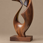 Organic Twisted Wood Sculpture With Open Spiral Form For Living Room