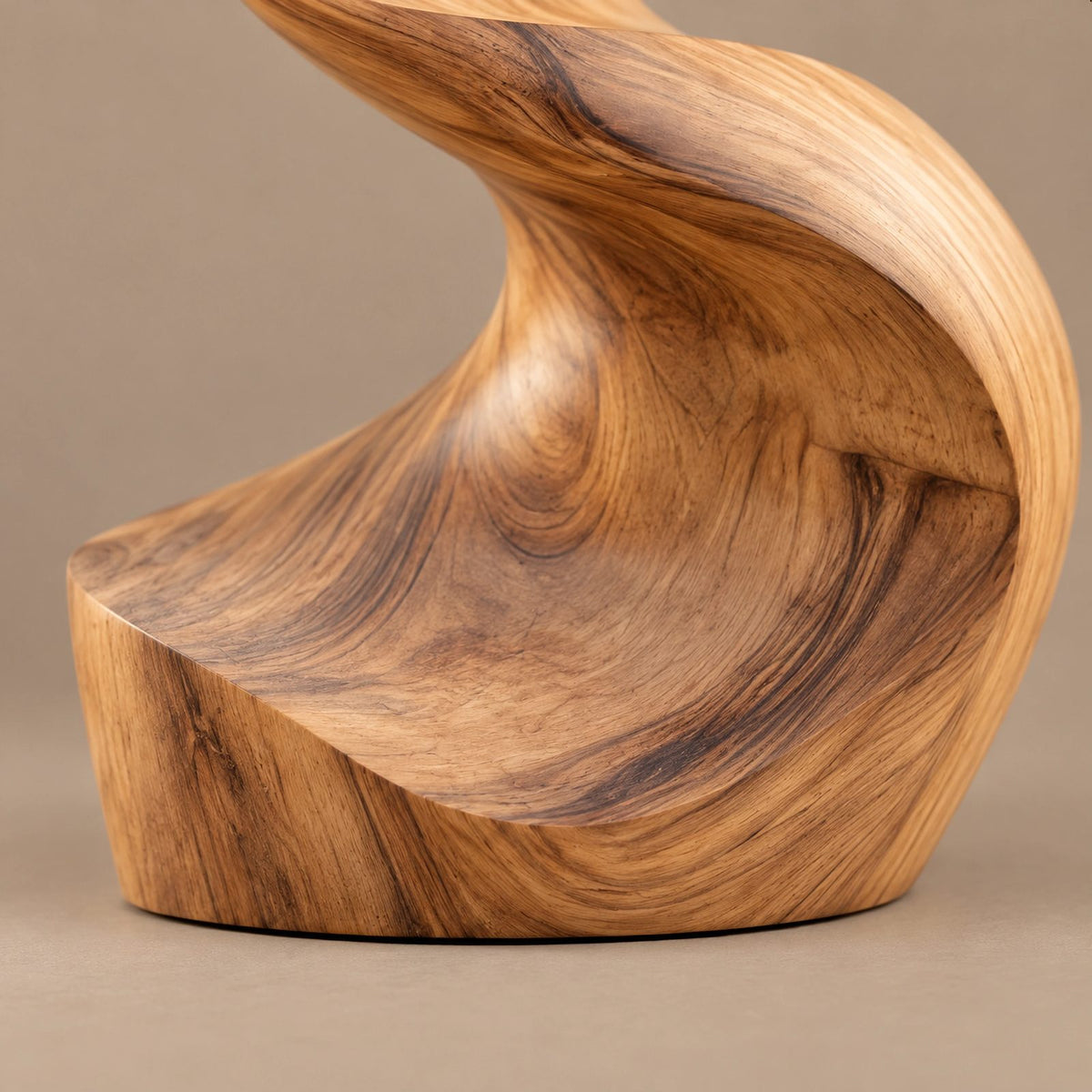 Contemporary Wood Sculpture With Flowing S Curve Twist For Living Room
