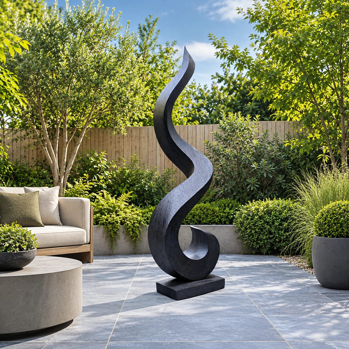 Minimalist Wood Sculpture With Open Loop Silhouette For Living Room
