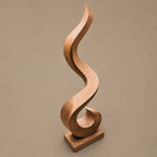 Minimalist Wood Sculpture With Open Loop Silhouette For Living Room