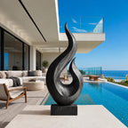 Scandinavian Wood Sculpture With Tapered Flame Twist For Living Room