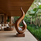 Scandinavian Wood Sculpture With Tapered Flame Twist For Living Room