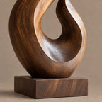 Scandinavian Wood Sculpture With Tapered Flame Twist For Living Room