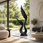 Farmhouse Wood Sculpture With Rising Flame Cluster For Living Room