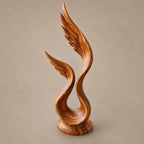 Farmhouse Wood Sculpture With Rising Flame Cluster For Living Room