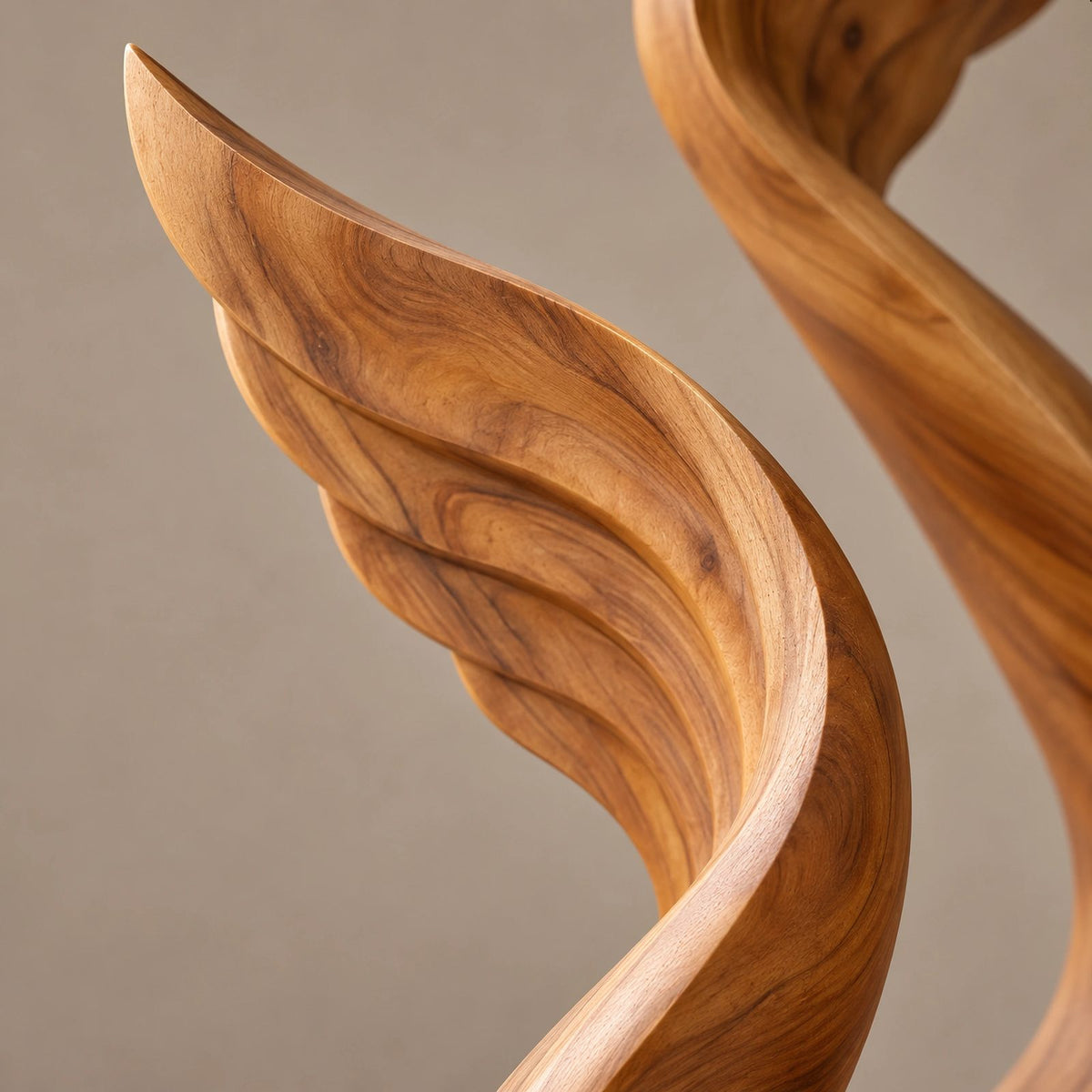 Rustic Tall Wood Sculpture With Flame Cluster Form For Entryway