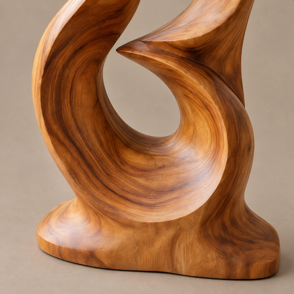 Rustic Tall Wood Sculpture With Flame Cluster Form For Entryway