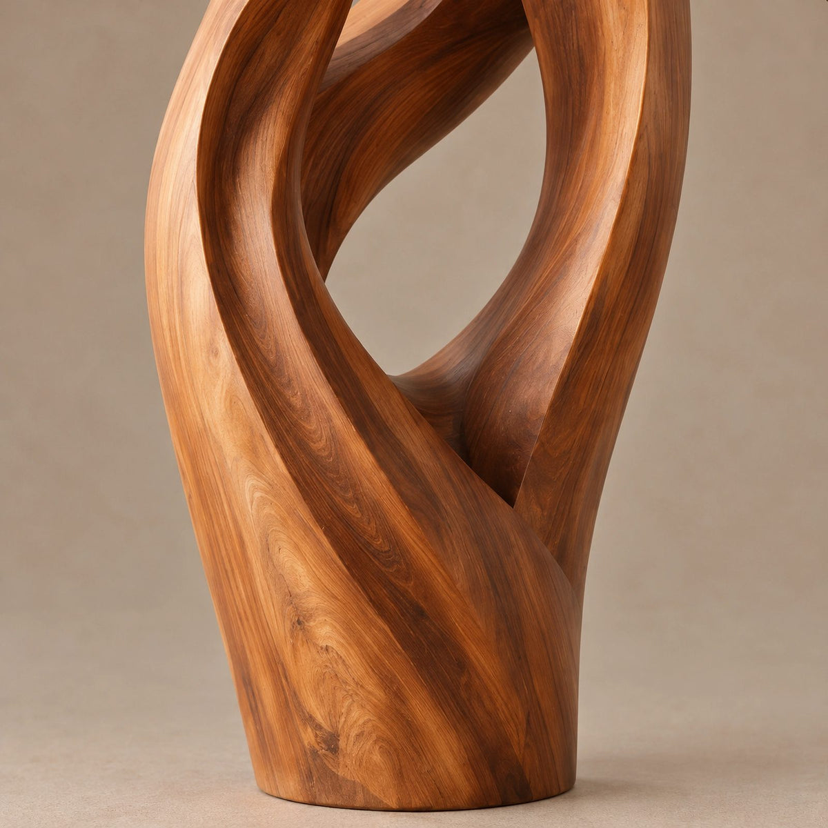 Modern Slender Wood Sculpture With Rising Flame Form For Living Room