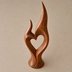 Organic Twin Flame Floor Sculpture With Open Heart Cutout For Entryway