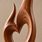Organic Twin Flame Floor Sculpture With Open Heart Cutout For Entryway