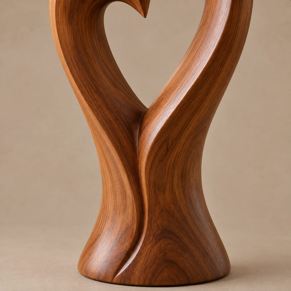 Organic Twin Flame Floor Sculpture With Open Heart Cutout For Entryway