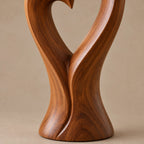 Organic Twin Flame Floor Sculpture With Open Heart Cutout For Entryway